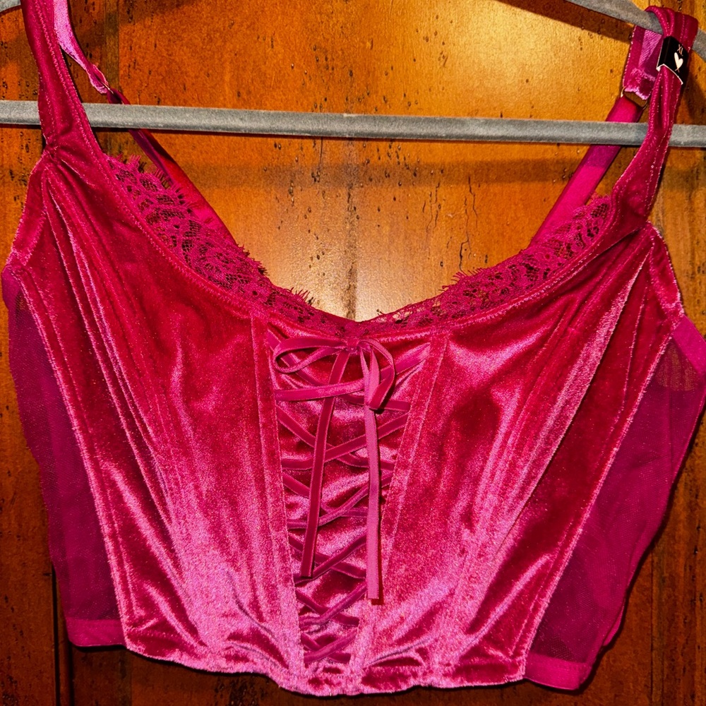 VS Pink Lace-Up Women's Corset Top